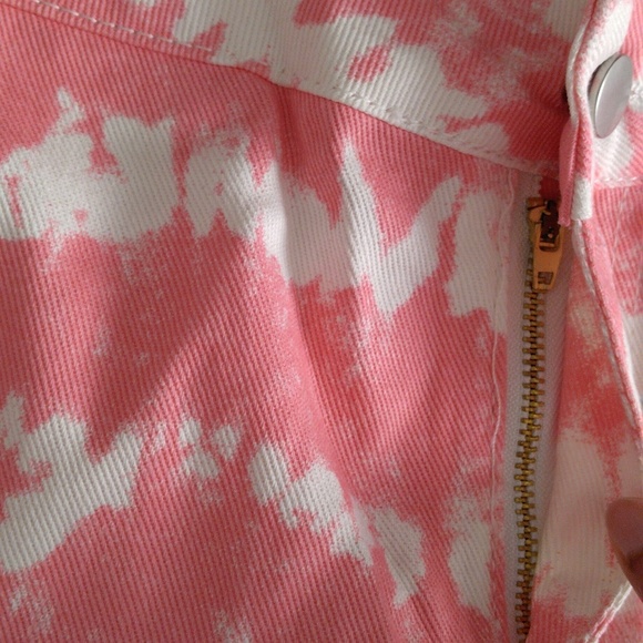 NWT Rosegal 3X/US 20 Pink White Tie Dye Lightweight Denim Distressed Hem… - Picture 14 of 14